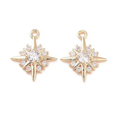Brass Micro Pave Clear Cubic Zirconia Charms