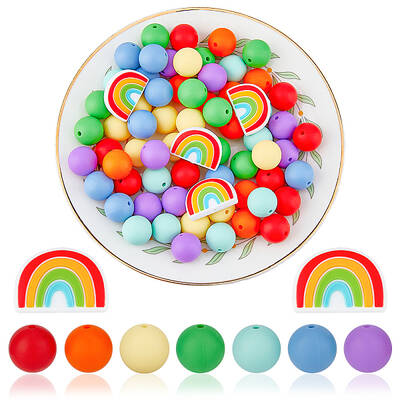 74Pcs 8 Styles Food Grade Eco-Friendly Silicone Beads