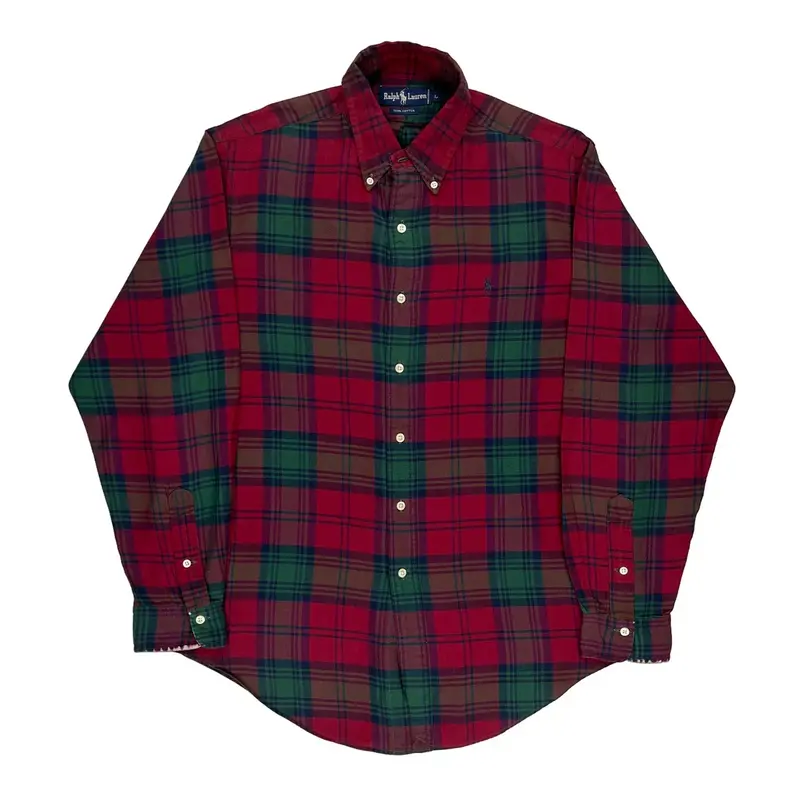 Ralph Lauren Checked Flannel Shirt - Large Red Cotton | Size: large