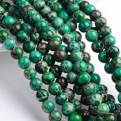 Dyed & Heated Natural Imperial Jasper Round Bead Strands