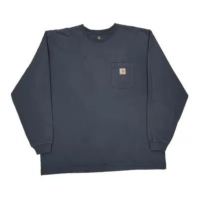 Carhartt Long Sleeve T-Shirt - 2XL Navy Cotton