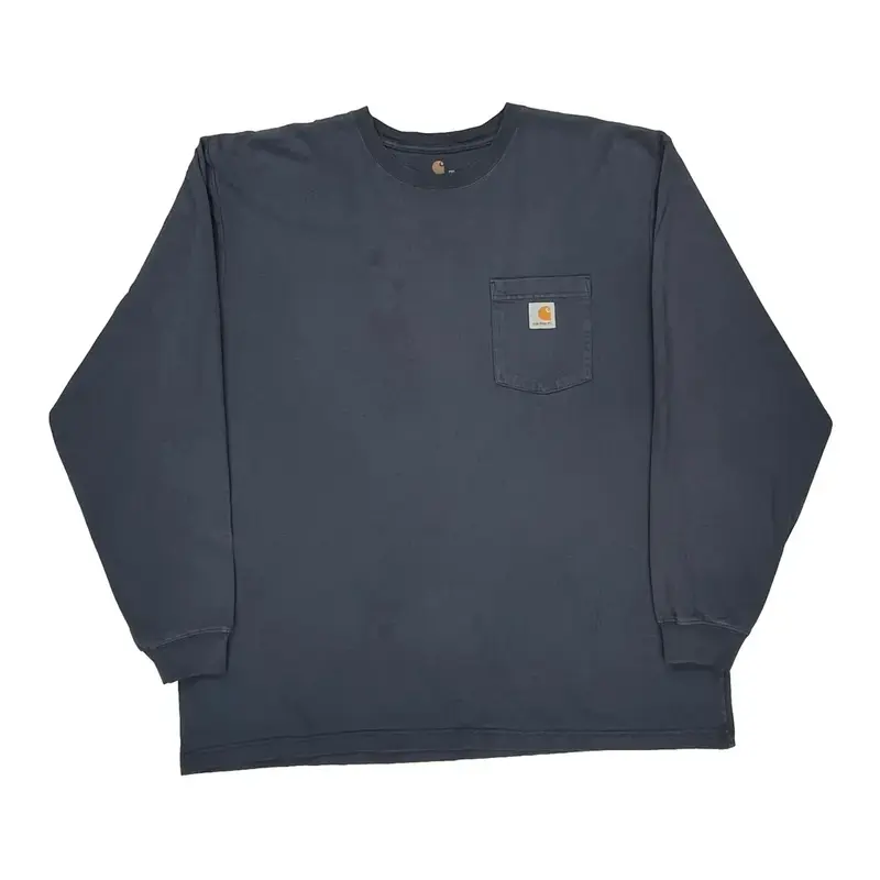 Carhartt Long Sleeve T-Shirt - 2XL Navy Cotton