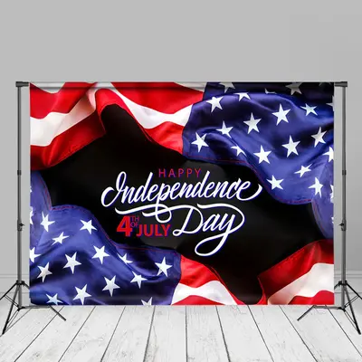 4th July Fluttering Usa Flag Independence Day Backdrop - Aperturee