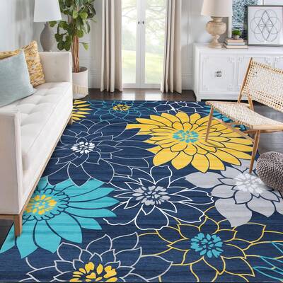 Garvee Large Machine Washable Area Rugs 10x13 Modern Flower Carpet with Non-Slip Backing, Stain and Water Resistant Soft Low ...
