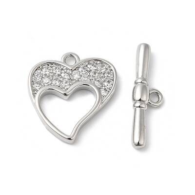 Brass Micro Pave Clear Cubic Zirconia Toggle Clasps