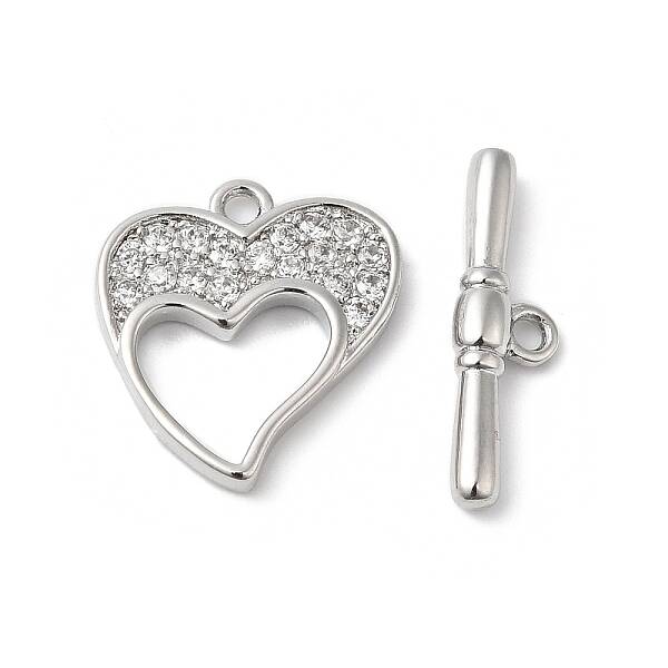 Brass Micro Pave Clear Cubic Zirconia Toggle Clasps