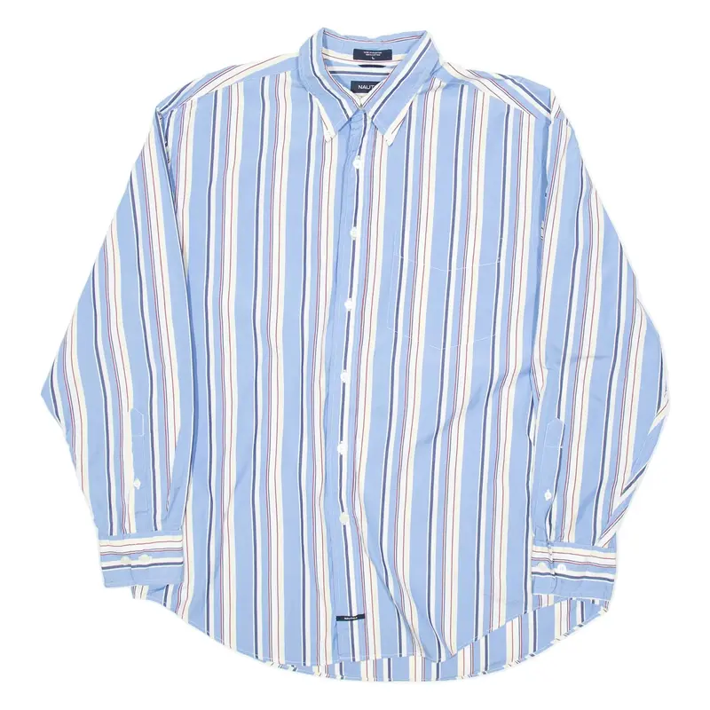 NAUTICA Mens Shirt Blue Striped Long Sleeve L