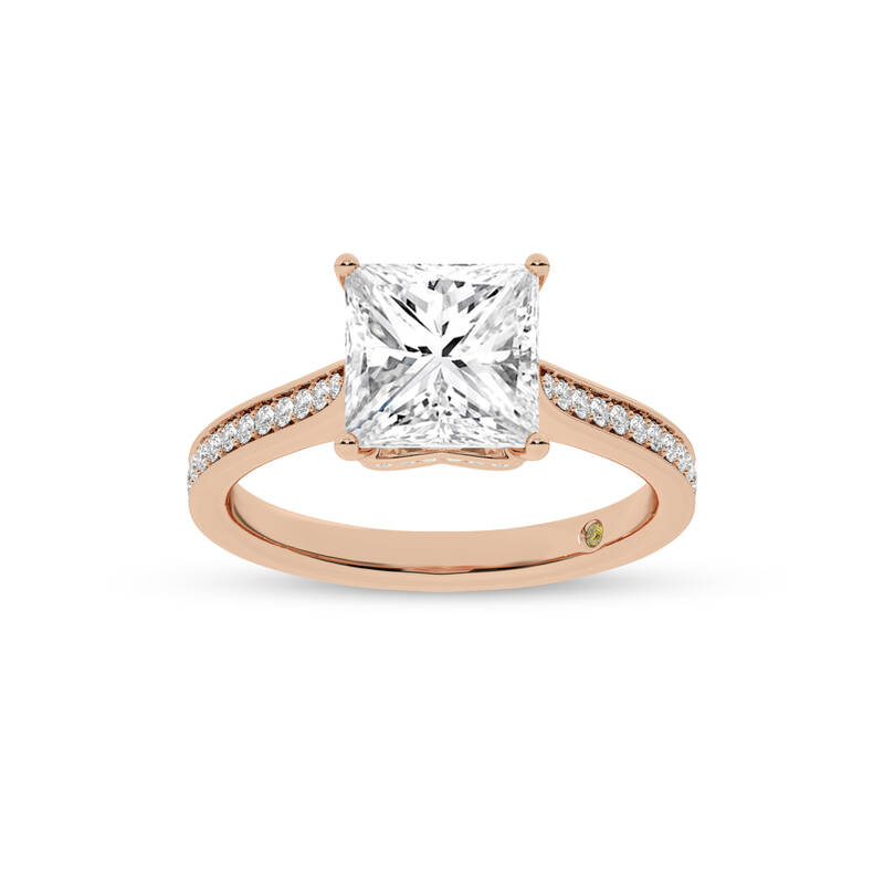 Taos Hidden Halo Princess Cut Lab Grown Diamond Engagement Ring | 14K Rose Gold 2 1/4 CT. TW.