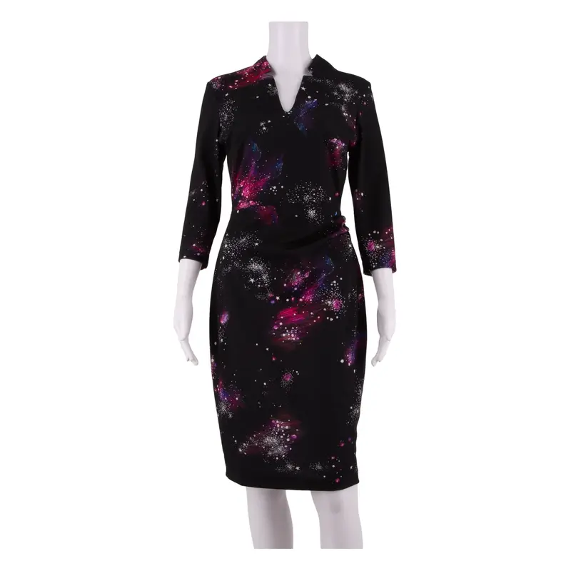 PHASE EIGHT Galaxy Womens Sheath Dress Black Long Sleeve Knee Length UK 10