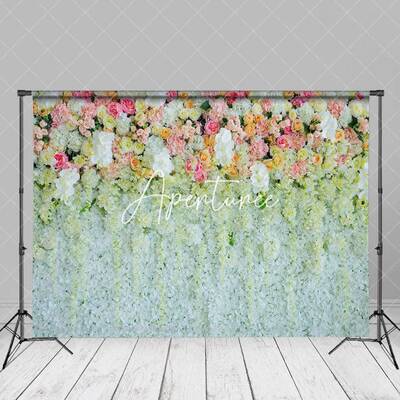 White Pink Blossom Wedding Portrait Photo Backdrop - Aperturee
