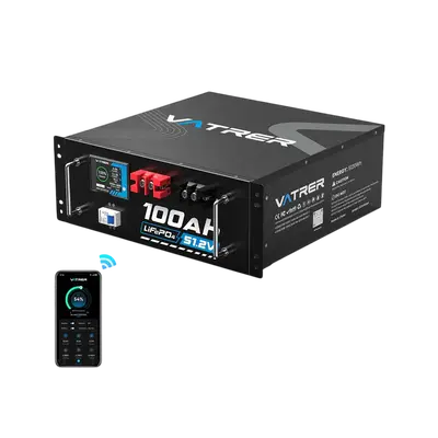 Vatrer 48V 100Ah 5kWh Lithium Solar Battery, Server Rack Mount Battery for Power Backup