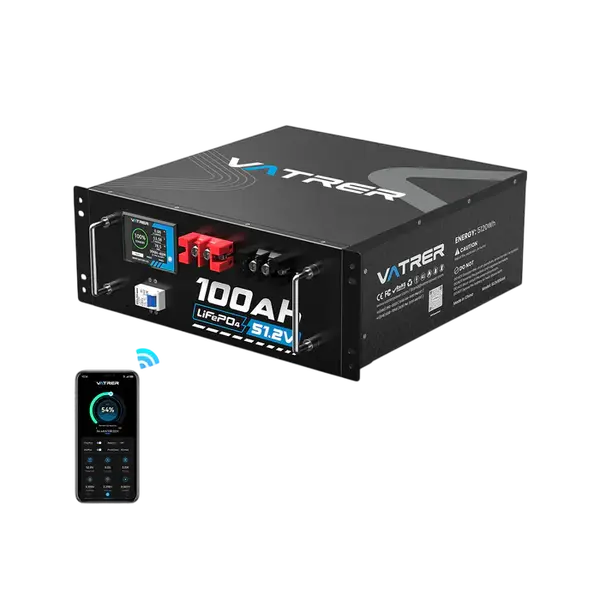 Vatrer 48V 100Ah 5kWh Lithium Solar Battery, Server Rack Mount Battery for Power Backup