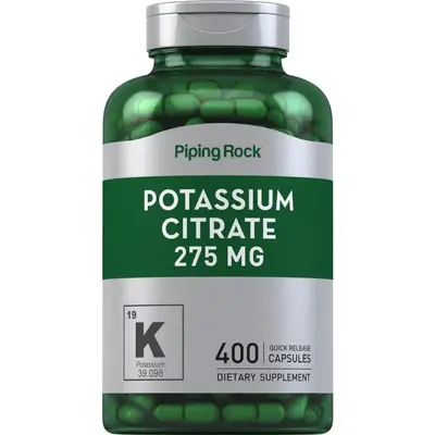 Piping Rock Potassium Citrate Supplement | 275 mg | 400 Capsules | Non-GMO, Gluten Free