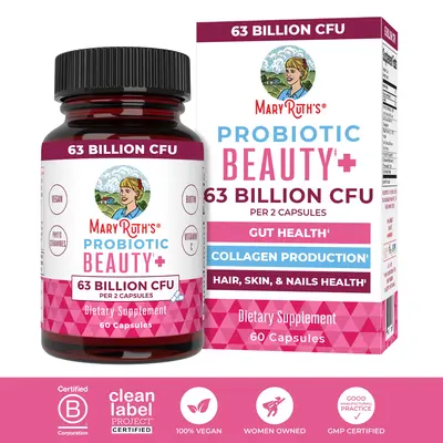 MaryRuth's Probiotic Beauty+ Capsules - Vegan Collagen Support - 1 Month Supply - Probiotic Capsules for Hair, Skin, and Nail...
