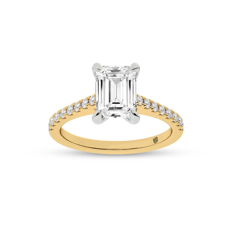 Destiny Half Coverage Emerald Cut Lab Diamond Engagement Ring | 10K Yellow Gold 2 1/3 CT. TW.