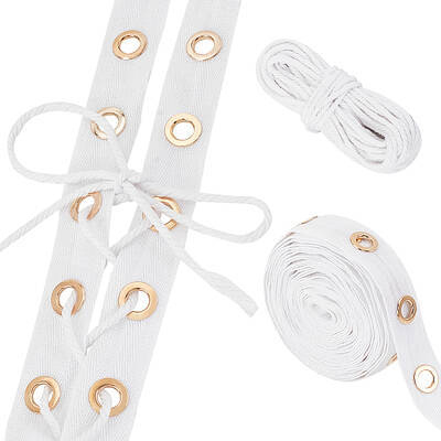 5 Yards Cotton Ribbons with Eyelet Rings