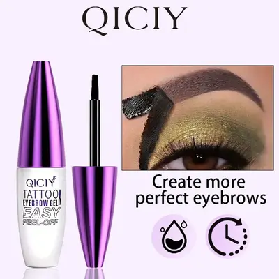 Easy Peel Eyebrow Gel - waterproof and sweatproof, long-lasting black or brown tattoo color, film-forming, coverage, creates ...