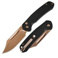 CJRB Bowie Pyrite Pocket Tool Knife, EDC Knife with 3.15'' AR-RPM9 Steel Blade, Hunting Knife with Steel Handle for Camping a...