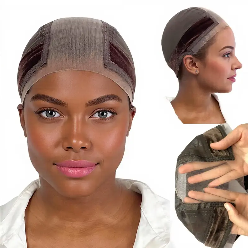 Wig Cap with Grip Band for Keeping Wigs in Place, 1 Count Adjustable Dome Mesh Cap with Showing Off Ears, Non Slip Cap Let Wi...