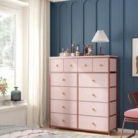 RaybeeFurniture Pink Dresser for Bedroom with 12 Drawers, Sturdy Metal Frame and Wooden Top, for Bedroom, Closet present  cab...