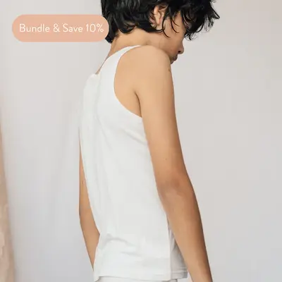 Teens' TENCEL™ Micro Modal Tank Tops - Set of 2 | Size: M/L (14-16 / 160) | Color: Luca - White/White