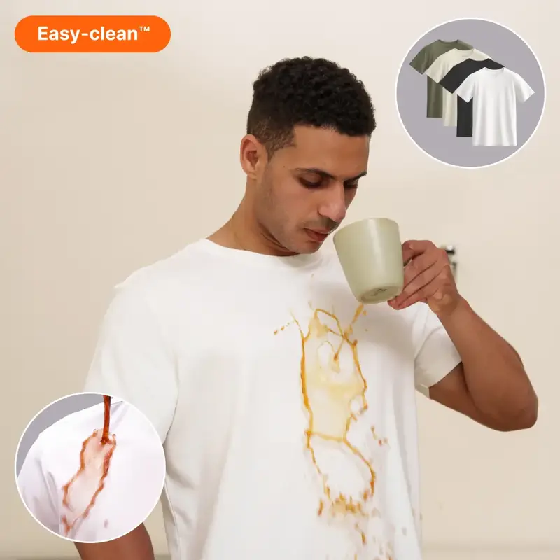 TexTale Stain Resistant T-Shirt 1 Or 2-Pack (Relaxed Fit) EasyClean&Comfort Repellent Tee for Everyday Use, Cotton Modal Casu...