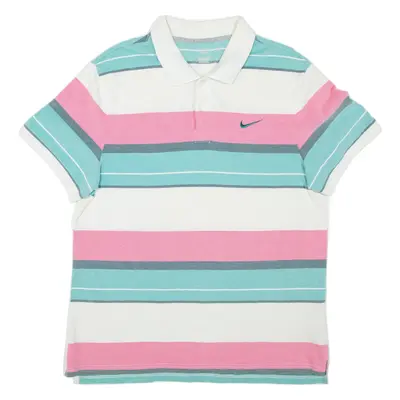 NIKE The Athletic Dept Mens Polo Shirt Green Striped XL