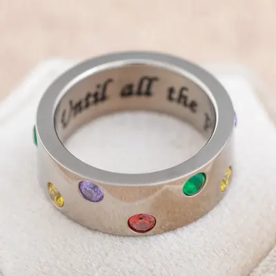 Until All the Pieces Fit™ Crystal & Titanium Ring - 7