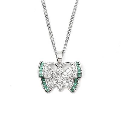 Brass Micro Pave Clear Cubic Zirconia Pendant Necklaces