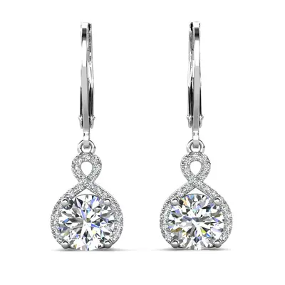 Alessandra 18k White Gold Plated Infinity Drop Earrings with Simulated Diamond Crystals