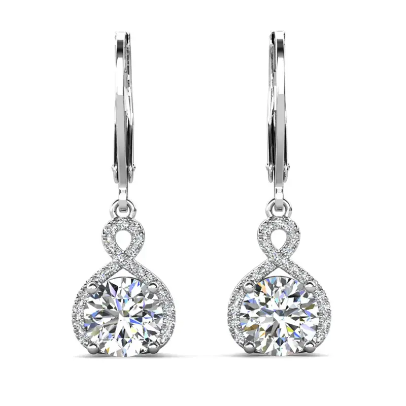 Alessandra 18k White Gold Plated Infinity Drop Earrings with Simulated Diamond Crystals