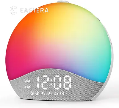 EASYERA Sunrise Alarm Clock, White Noise Machine for Sleep, Upgraded Backlit Buttons, Bluetooth Speaker, Dimmable Night Light...