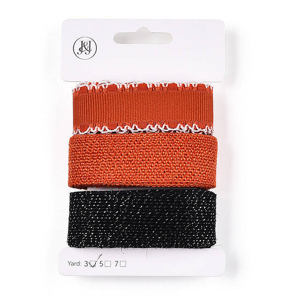 9Pcs 3 Styles Halloween Polyester & Polycotton Ribbons Sets