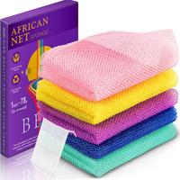 3-6 Pieces Exfoliating Washcloth African Net Sponge Japanese Wash Cloth Shower Towel Face Exfoliating Sponge Loofah Exfoliati...