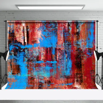 Vintage Red Blue Abstract Graffiti Photo Backdrop - Aperturee