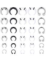 Septum Pinchers Tapers Rings, Acrylic Stainless Steel Internally Threaded Spike Horseshoe Barbells, Nose Ear Cartilage Stretc...