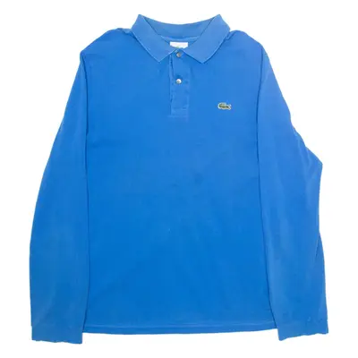 LACOSTE Mens Polo Shirt Blue Long Sleeve L