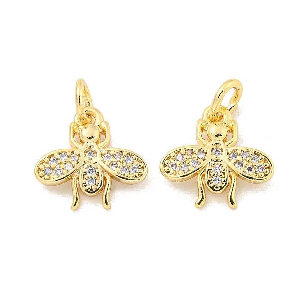 Brass Micro Pave Clear Cubic Zirconia Charms