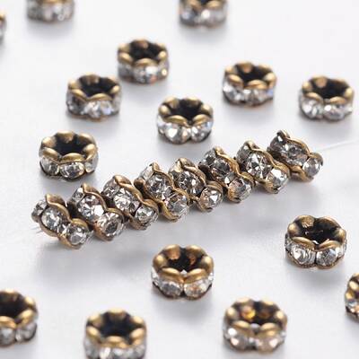 Brass Rhinestone Spacer Beads