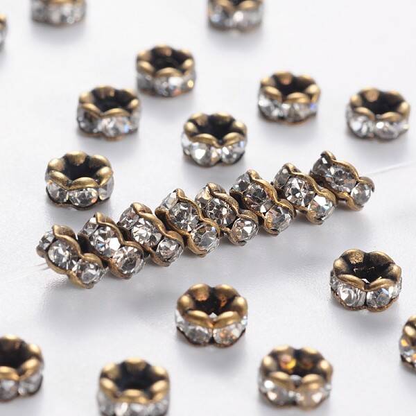 Brass Rhinestone Spacer Beads