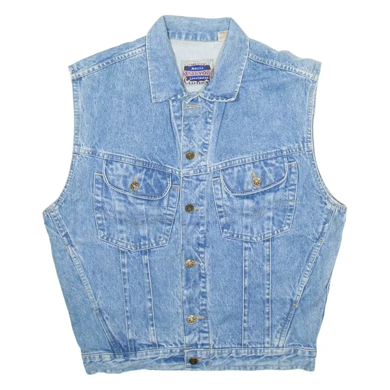 RESERVOIR CLOTHING Mens Denim Gilet Blue L
