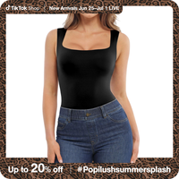 Popilush Tank Top For Women - Square Neck Sleeveless Women'S Basic Tummy Control Tops Summer Outfits Casual Going Out Tops