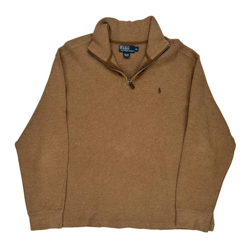 Polo By Ralph Lauren 1/4 Zip - XL Brown Cotton