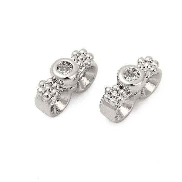 Brass Micro Pave Clear Cubic Zirconia Spacer Bars