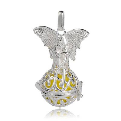Silver Color Plated Brass Hollow Round Cage Pendants