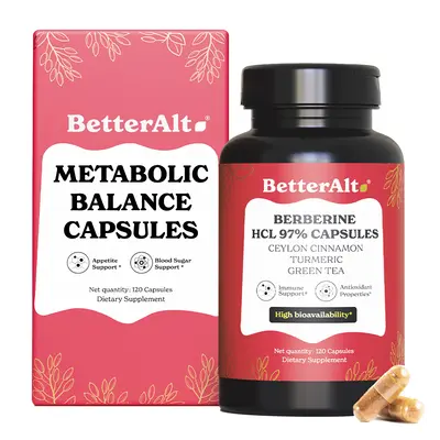 BetterAlt Berberine Capsules | Metabolism & Appetite Support with 13-in-1 Summer Body Blend, Berberine HCl 97% & Ceylon Cinna...
