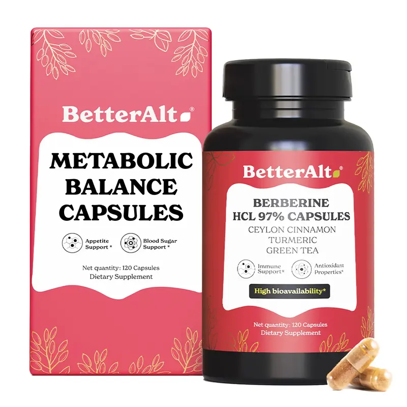 BetterAlt Berberine Capsules | Metabolism & Appetite Support with 13-in-1 Summer Body Blend, Berberine HCl 97% & Ceylon Cinna...
