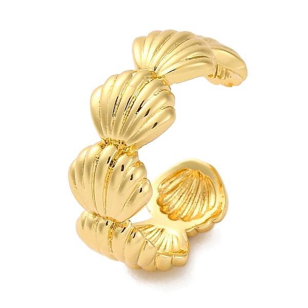 Rack Plating Shell Shape Brass Open Cuff Rings for Women