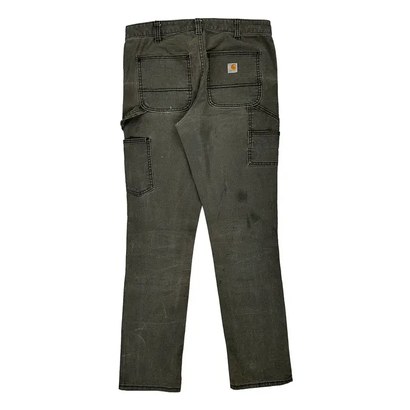 Carhartt Slim Fit Carpenter Trousers - 32W UK 12 Grey Cotton Blend