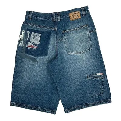 Balin Baggy Denim Shorts - 30W 13L Blue Denim